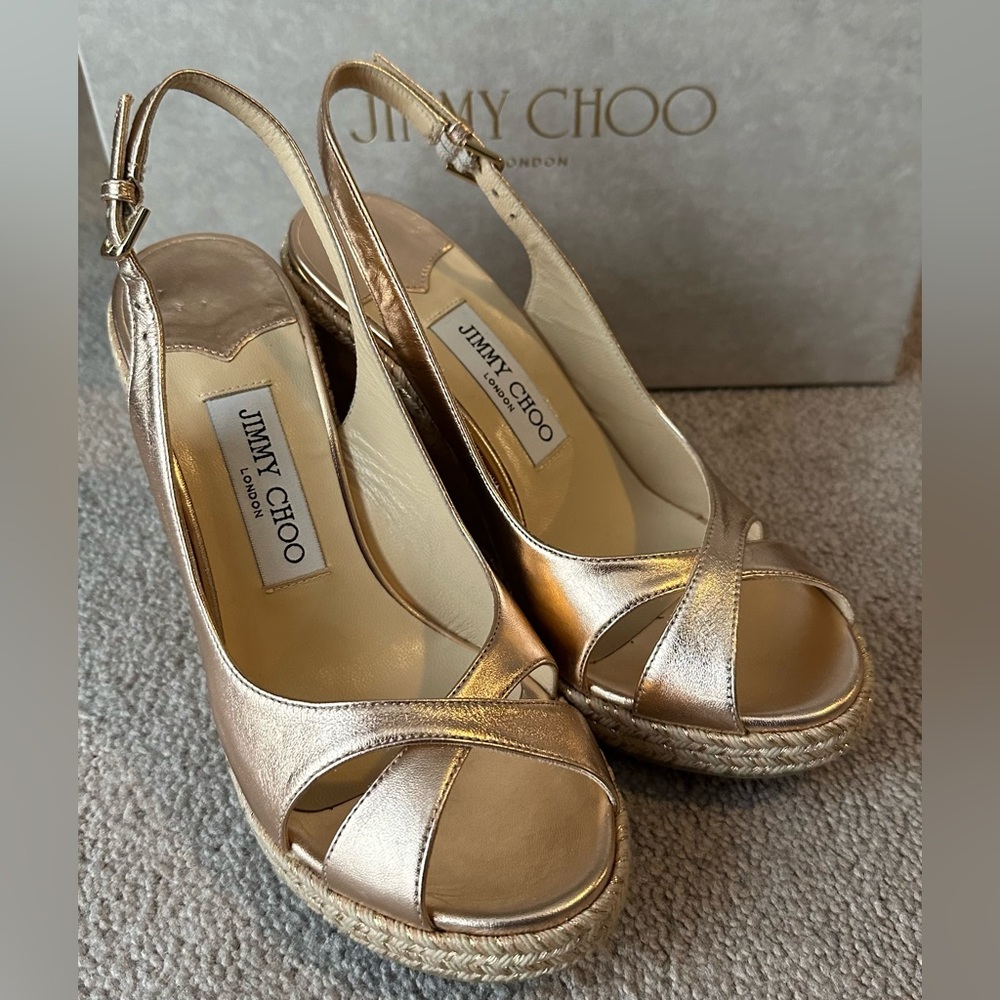 Brand new Gold Jimmy Choo wedges